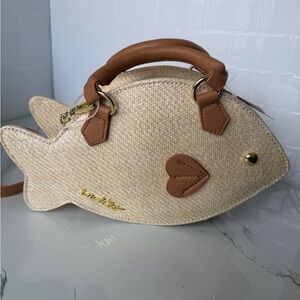 Rare Luv Betsey Johnson Fish-Shaped Beige and Brown Handbag/Crossbag